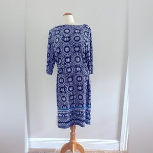 Liz Claiborne Black, Blue, and White Dress Size Large EUC